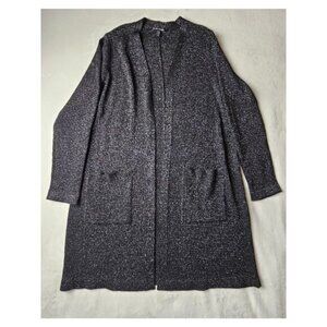 Eileen Fisher Size Medium Merino Wool Sparkle Open Long Sweater Cardigan